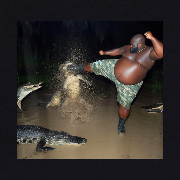 Man kick aligator by Travis ★★★★★